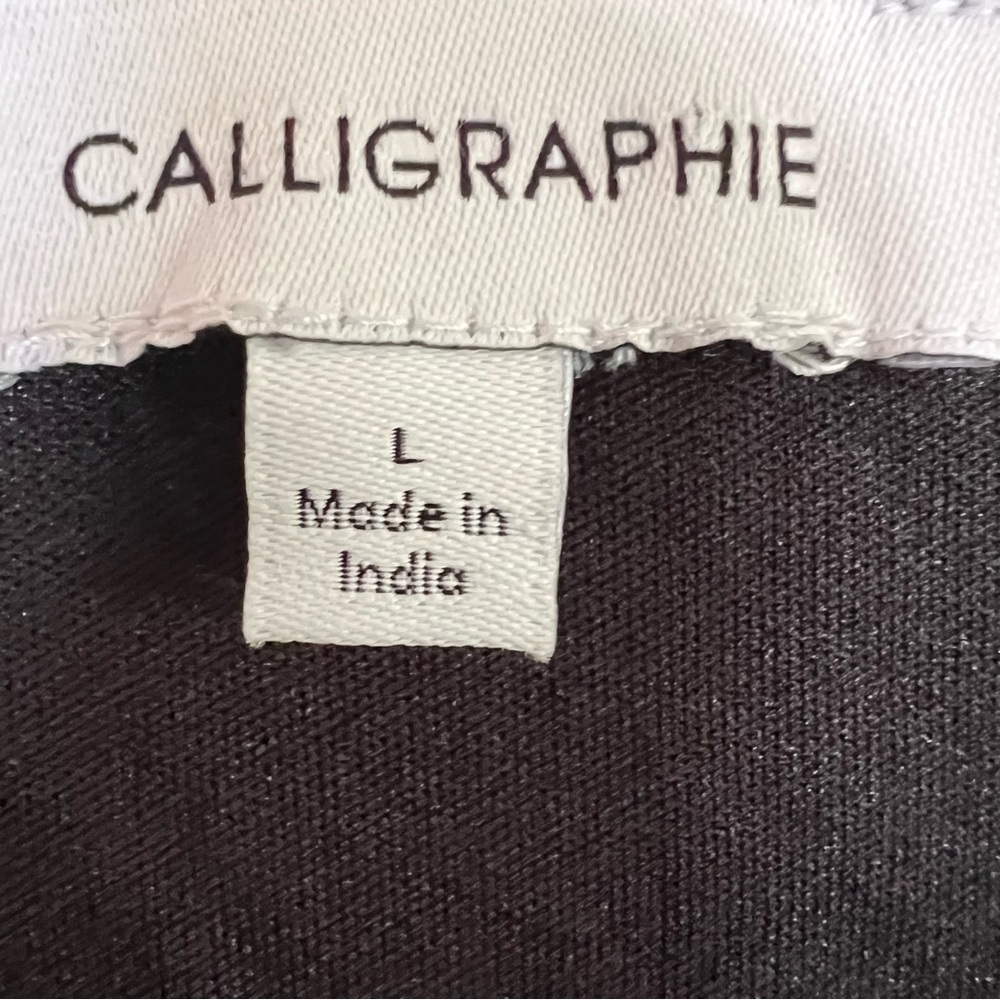 Calligraphie Black Lace Top Sleeveless Pink Embroidered Flowers Feminine Sz L - Picture 9 of 12
